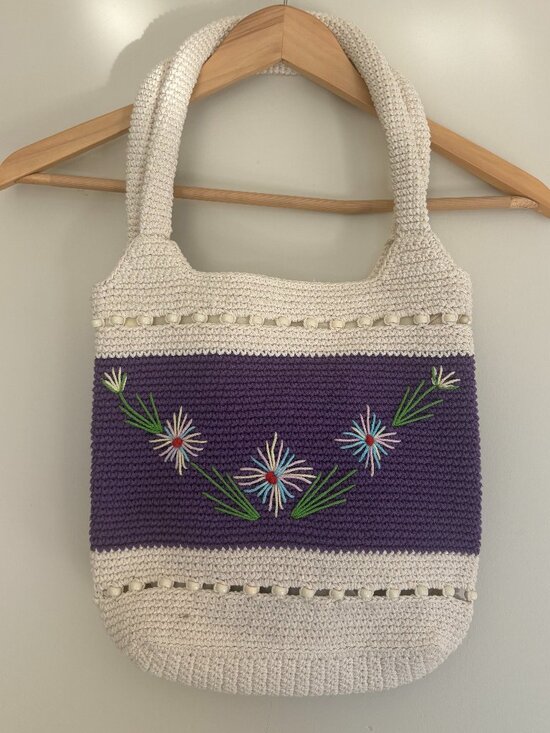 Handmade Handbags - cute crochet embroidered tote bag